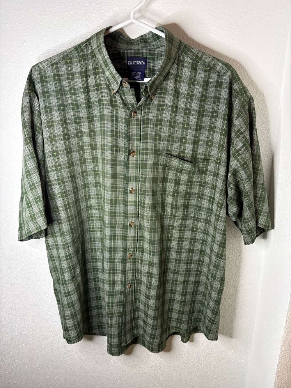 Puritan Green Plaid Short-Sleeve Button-Down Shirt